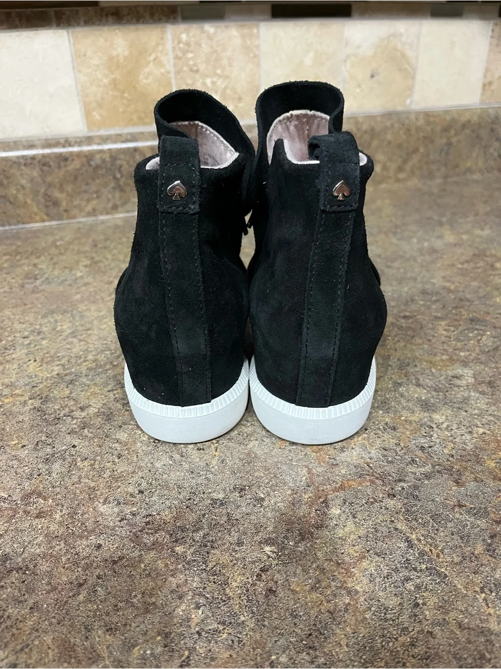 Kate Spade Wilkes Suede Ankle Boots Black Sneaker Sole Sz 9 Fall Winter